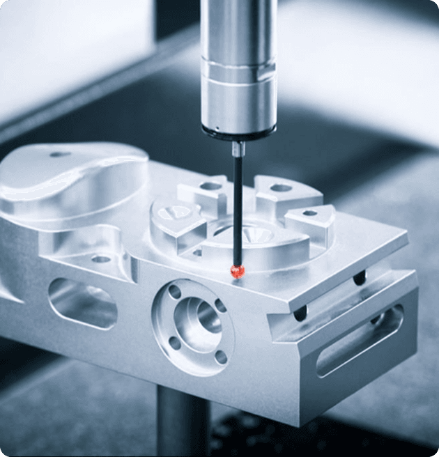 CMM inspection machine measuring a precision component